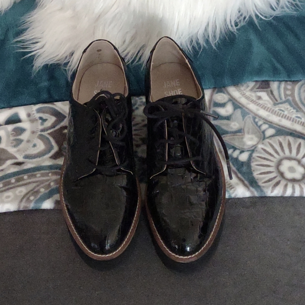 Jane And The Shoe Faux Croc platform loafers